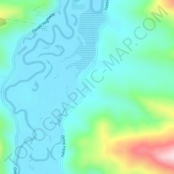 Mapa topográfico Yabba, altitud, relieve