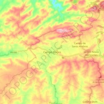 Mapa topográfico Campo Magro, altitud, relieve
