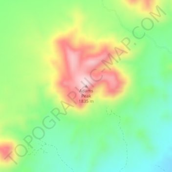 Mapa topográfico Adams Peak, altitud, relieve