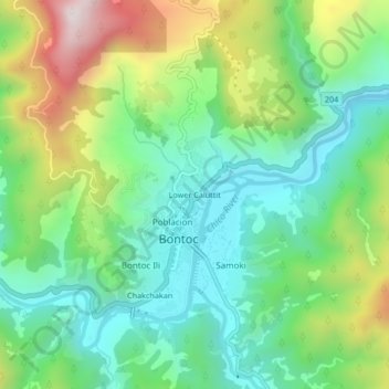 Mapa topográfico Lower Caluttit, altitud, relieve