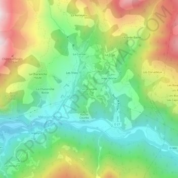 Mapa topográfico Serre Legier, altitud, relieve