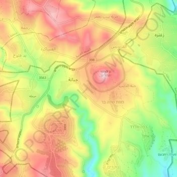 Mapa topográfico Al 'Iqab, altitud, relieve