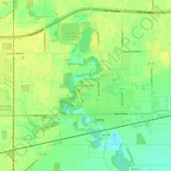 Mapa topográfico Delta Heights, altitud, relieve