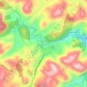 Mapa topográfico Riograndina, altitud, relieve