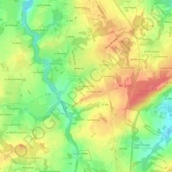 Mapa topográfico La Ville Crochu, altitud, relieve