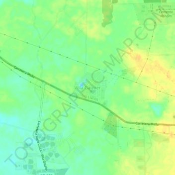 Mapa topográfico Villa Gautier, altitud, relieve