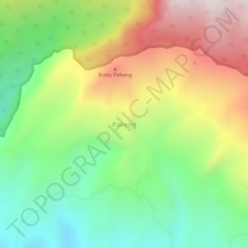 Mapa topográfico Pakeng, altitud, relieve