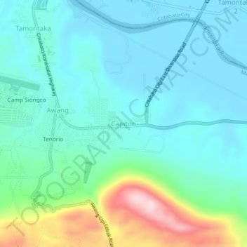 Mapa topográfico Capiton, altitud, relieve