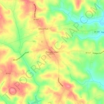 Mapa topográfico Pleasant Grove, altitud, relieve