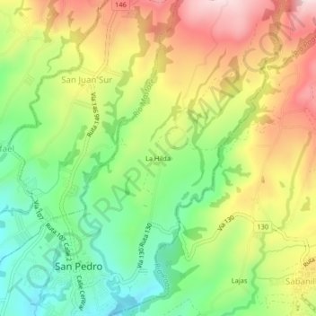 Mapa topográfico La Hilda, altitud, relieve