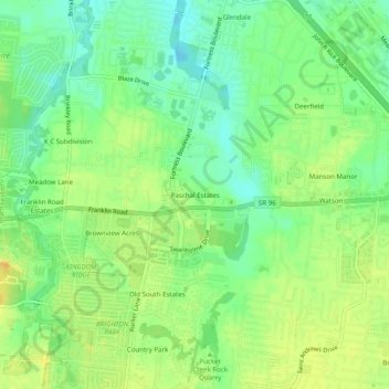 Mapa topográfico Paschal Estates, altitud, relieve