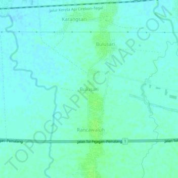 Mapa topográfico Bulusari, altitud, relieve
