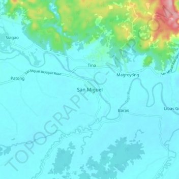 Mapa topográfico San Miguel, altitud, relieve