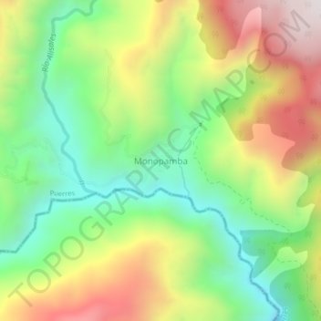 Mapa topográfico Monopamba, altitud, relieve