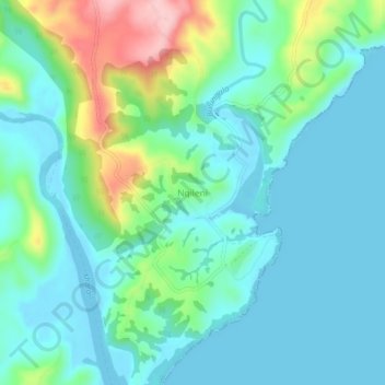 Mapa topográfico Nqileni, altitud, relieve
