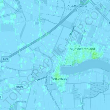 Mapa topográfico Westdijk, altitud, relieve