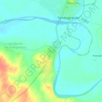 Mapa topográfico Locuto, altitud, relieve