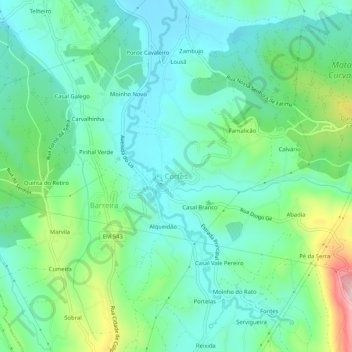 Mapa topográfico Cortes, altitud, relieve