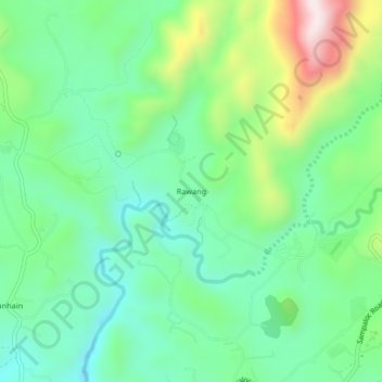 Mapa topográfico Rawang, altitud, relieve