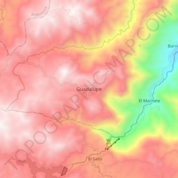 Mapa topográfico Guadalupe, altitud, relieve