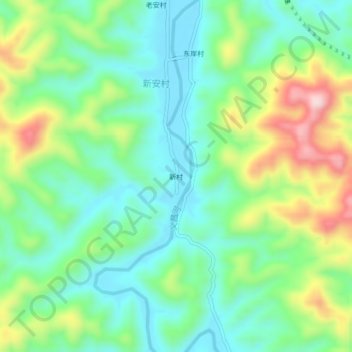 Mapa topográfico Xincun, altitud, relieve