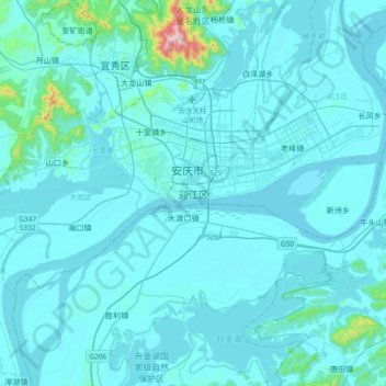 Mapa topográfico Yingjiang, altitud, relieve
