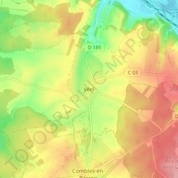 Mapa topográfico Véel, altitud, relieve