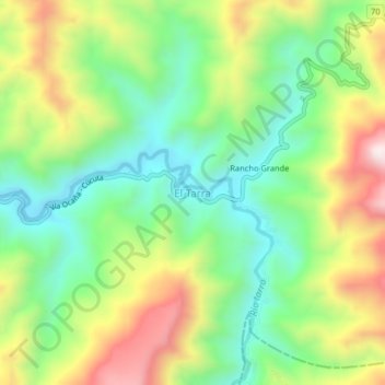 Mapa topográfico El Tarra, altitud, relieve
