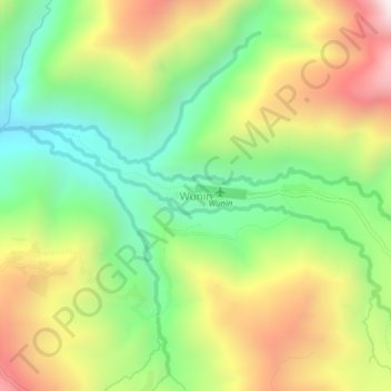 Mapa topográfico Wunin, altitud, relieve