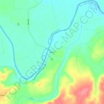 Mapa topográfico Bend, altitud, relieve