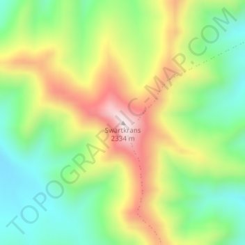 Mapa topográfico Swartkrans, altitud, relieve