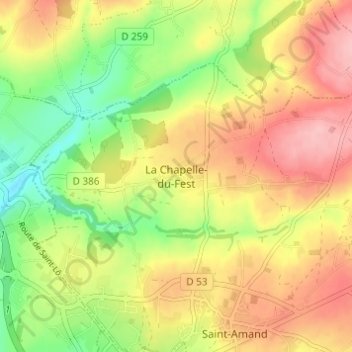Mapa topográfico La Chapelle-du-Fest, altitud, relieve