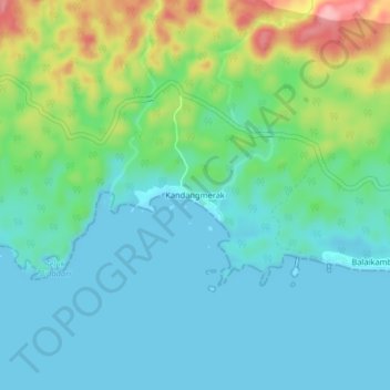 Mapa topográfico Kandangmerak, altitud, relieve