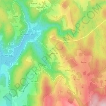 Mapa topográfico Le Madegal, altitud, relieve