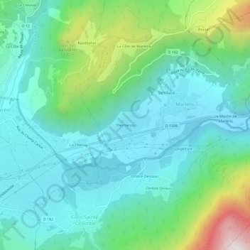 Mapa topográfico Thermesay, altitud, relieve