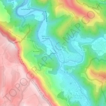 Mapa topográfico Salièges, altitud, relieve