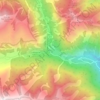 Mapa topográfico Mesches, altitud, relieve