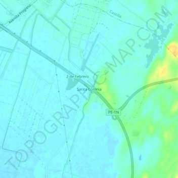 Mapa topográfico Sarita Colonia, altitud, relieve