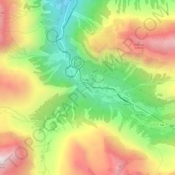 Mapa topográfico Naz, altitud, relieve