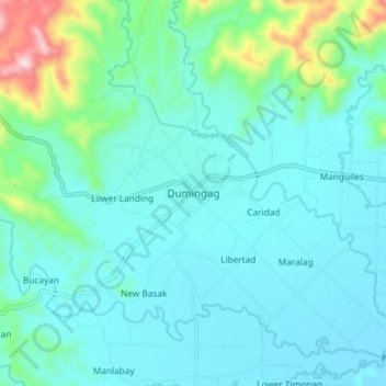 Mapa topográfico Dumingag, altitud, relieve