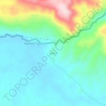 Mapa topográfico Sama, altitud, relieve