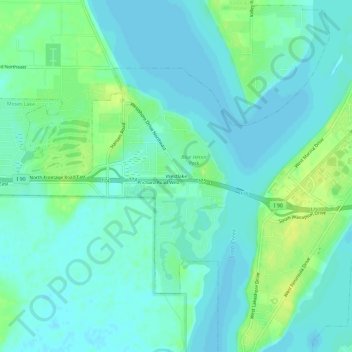 Mapa topográfico Westlake, altitud, relieve