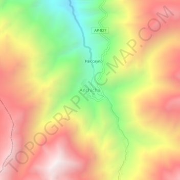 Mapa topográfico Anchicha, altitud, relieve