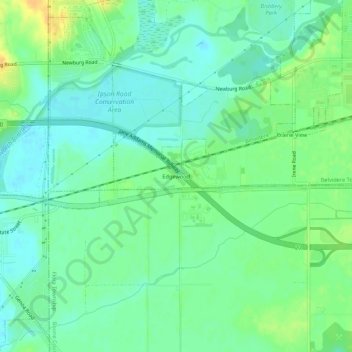 Mapa topográfico Edgewood, altitud, relieve
