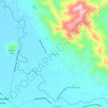 Mapa topográfico Mabasa, altitud, relieve