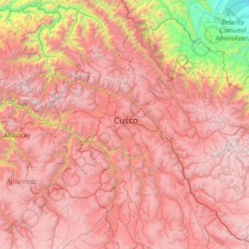 Mapa topográfico Province of Cusco, altitud, relieve