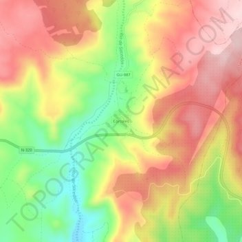 Mapa topográfico Córcoles, altitud, relieve