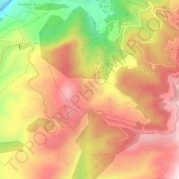 Mapa topográfico Azour, altitud, relieve