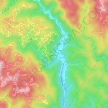Mapa topográfico Powderhorn Mountain, altitud, relieve