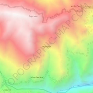 Mapa topográfico Hornocal, altitud, relieve